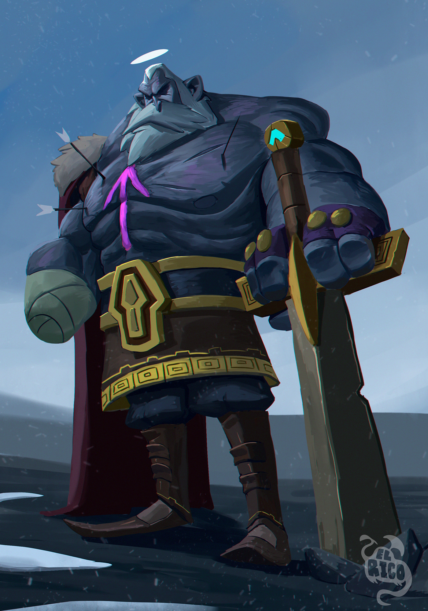 Character design  creature fantasy art god of war ILLUSTRATION  monster nordic tyr warrior