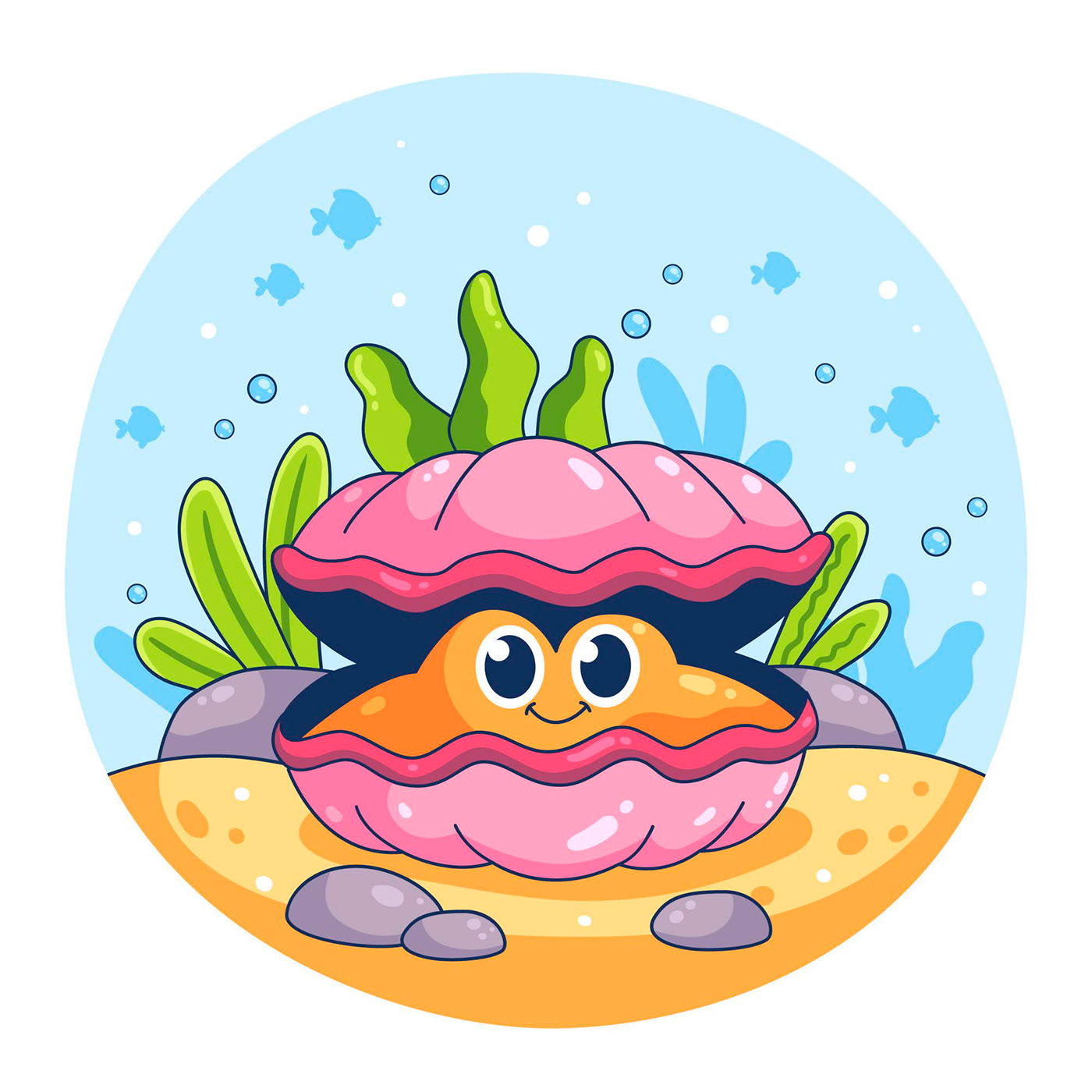sea animal fish cartoon creature kawaii cute Mascot drawn