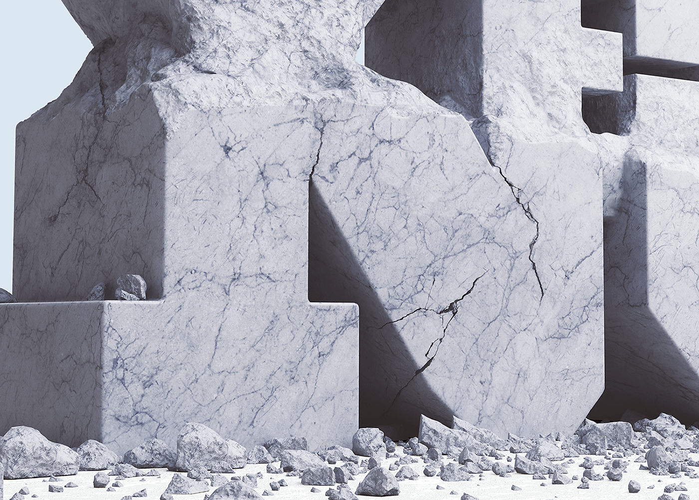 Adobe Portfolio CGI 3D New York Lottery Marble stone carving rubble