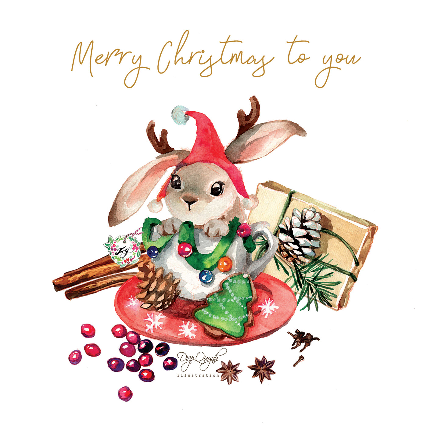 bunny xmas noel Christmas ILLUSTRATION 