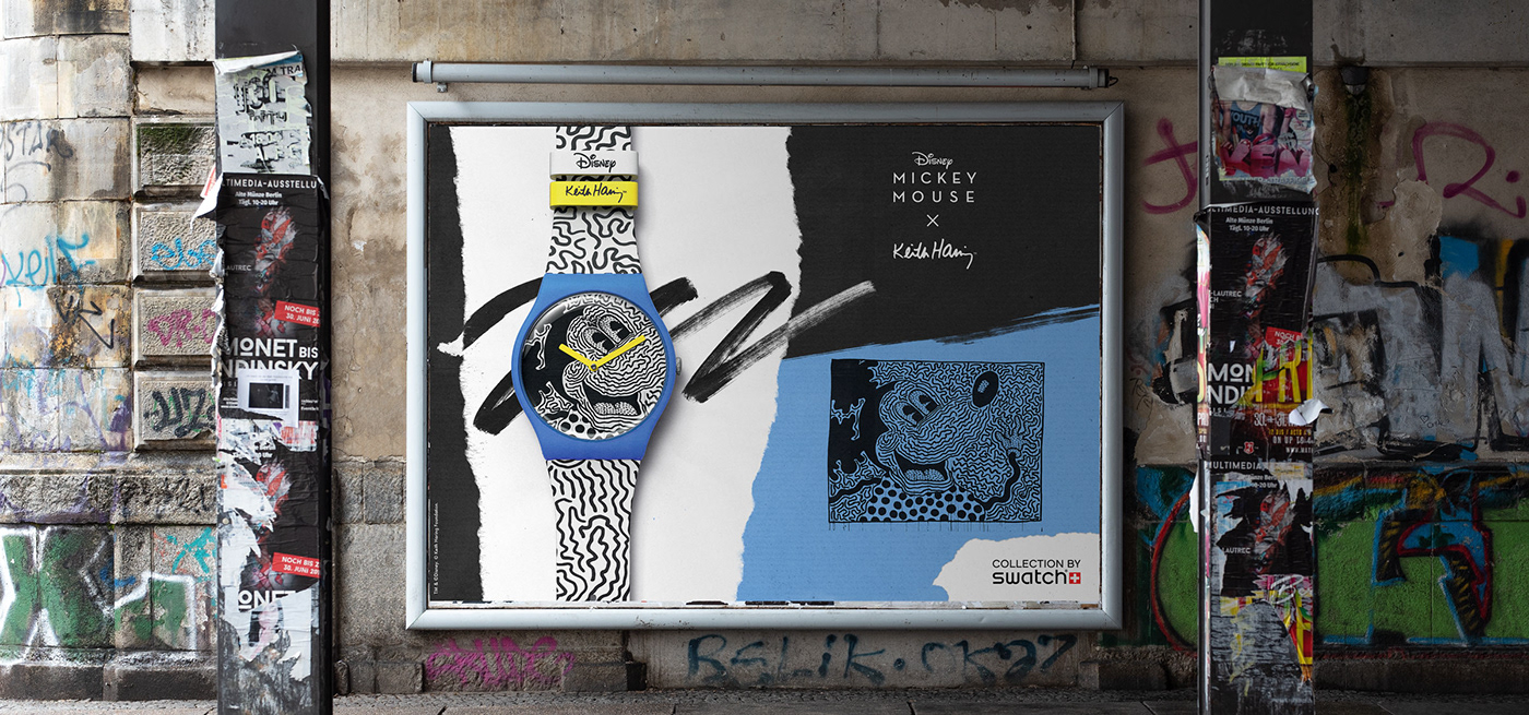 3D animation  CGI disney drawn paper popart Watches collage Keith Haring