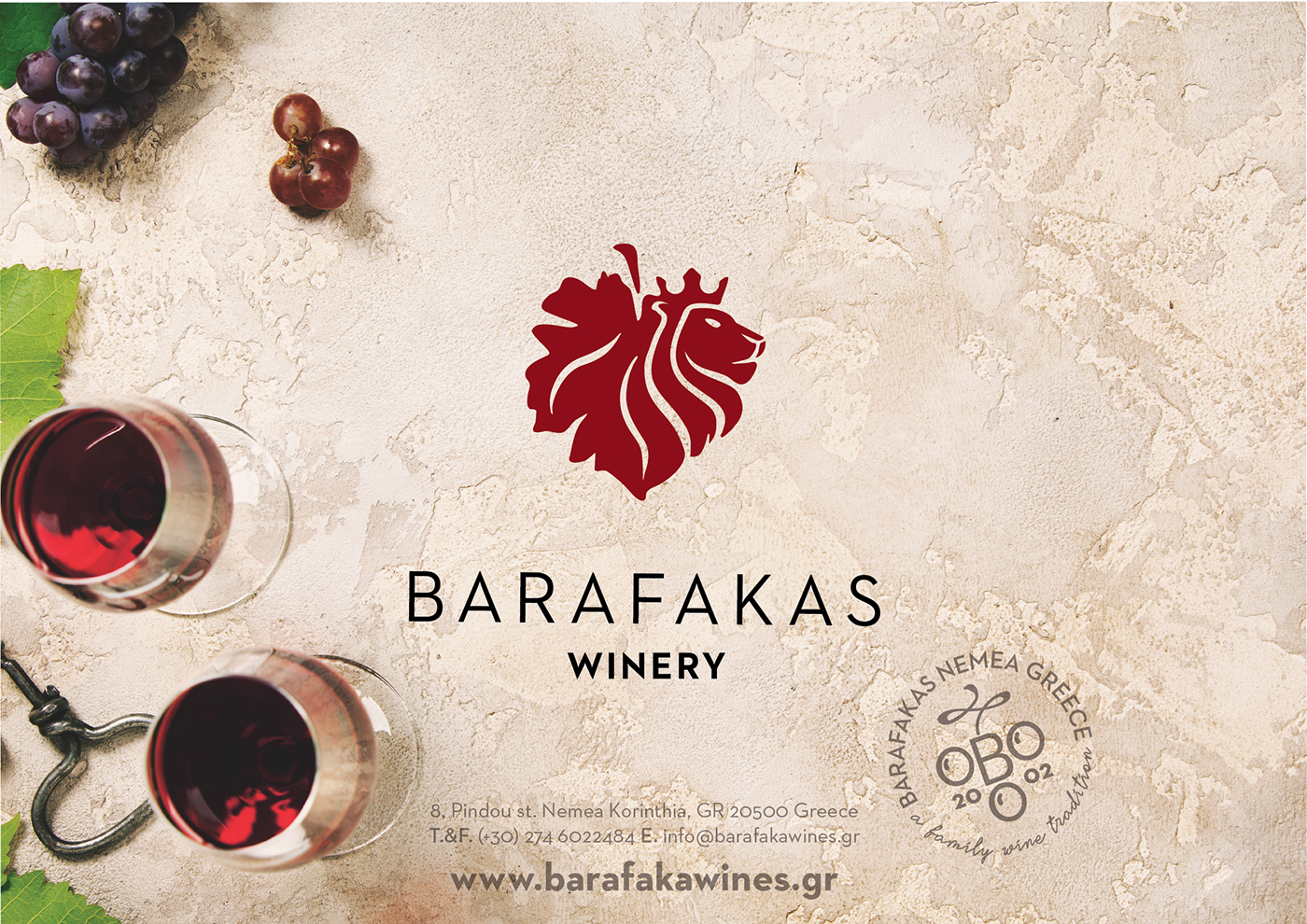 barafakas winery greek wine lion vine leaf nemea wine sophiagdotcom sophia georgopoulou design gold