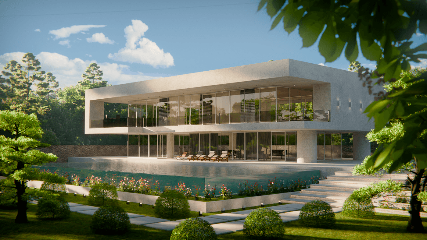 architecture 3D archviz modern design Photography  house exterior visualization 3d modeling