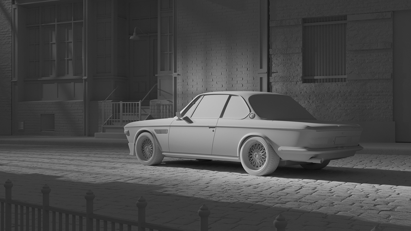 alleyway BMW car Classic E9 Photography  Hum3d