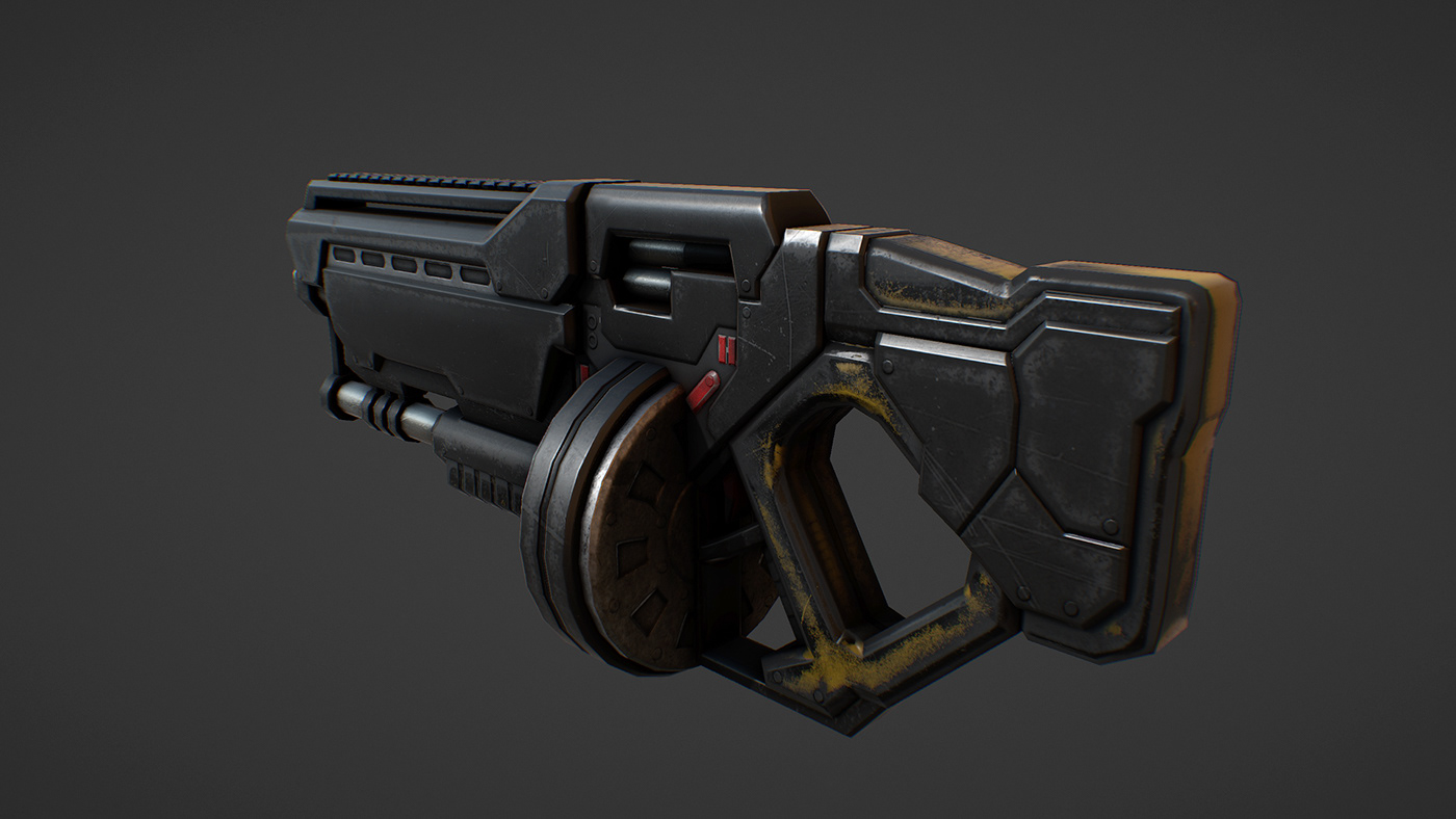 Maya modeling Autodesk Quixel Render Gun Military sci-fi Cyberpunk Weapon