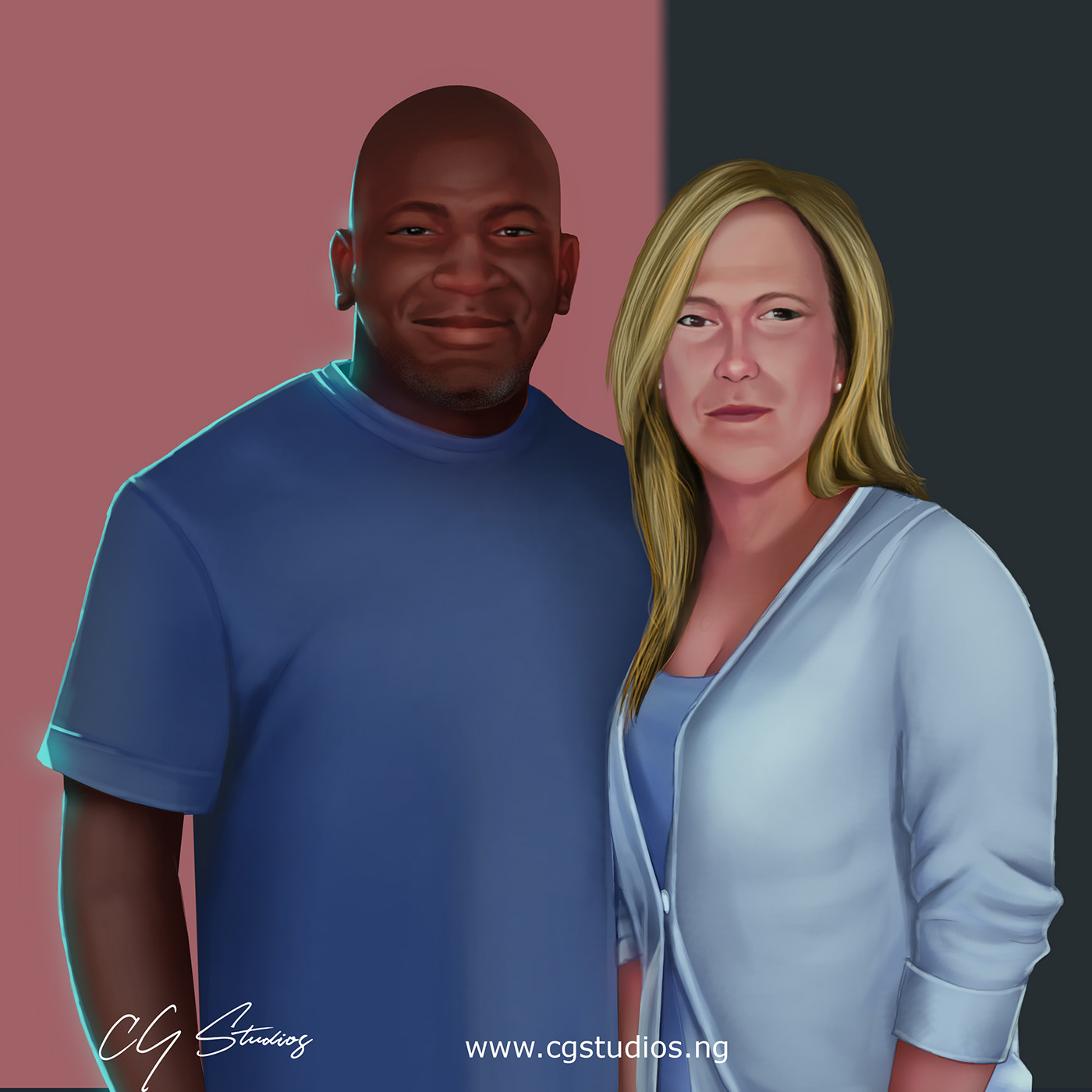 art couple ILLUSTRATION  Love Paintings portrait Realism