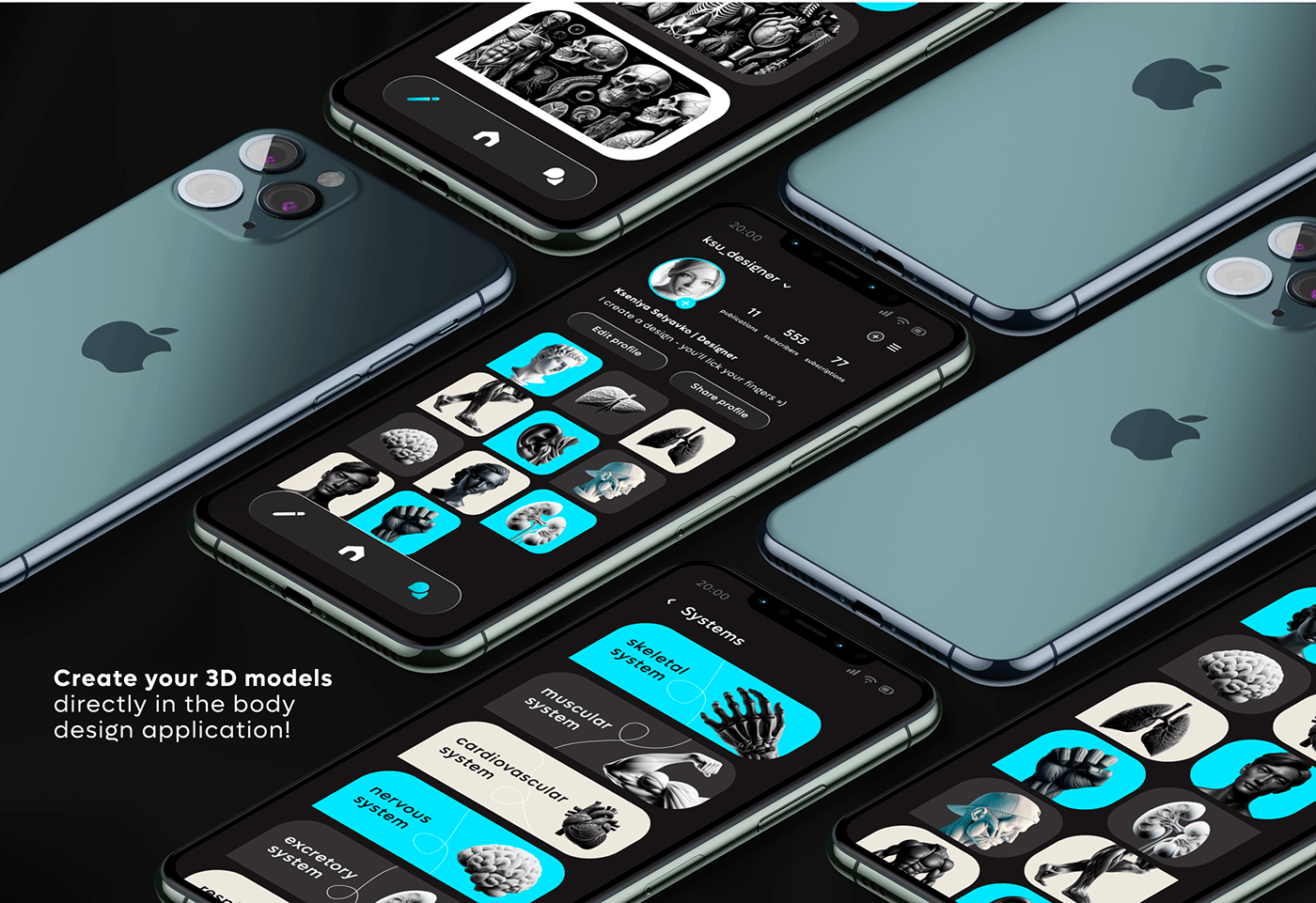 приложение Mobile app Web Design  Figma anatomy design branding  Logo Design body 3d modeling