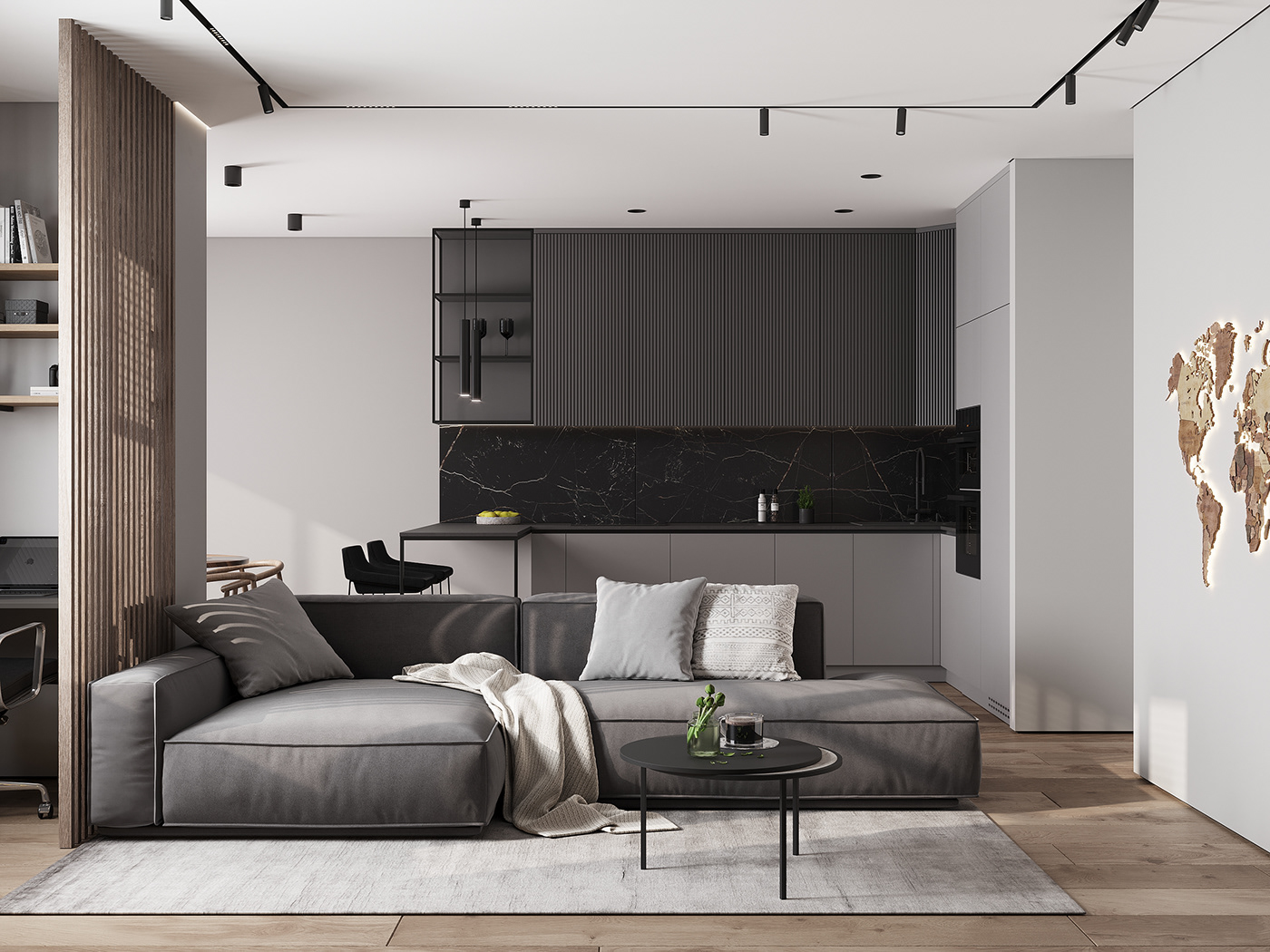 interior design  modern minimal Interior kitchen living room apartment kitchen design дизайн интерьера дизайн кухни 
