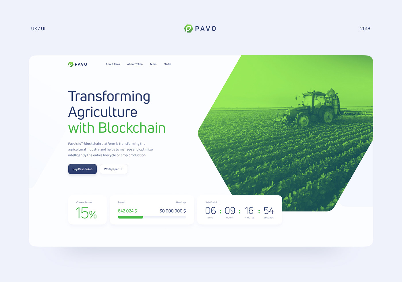 agriculture blockchain cryptocurrency Ico landing UI ux