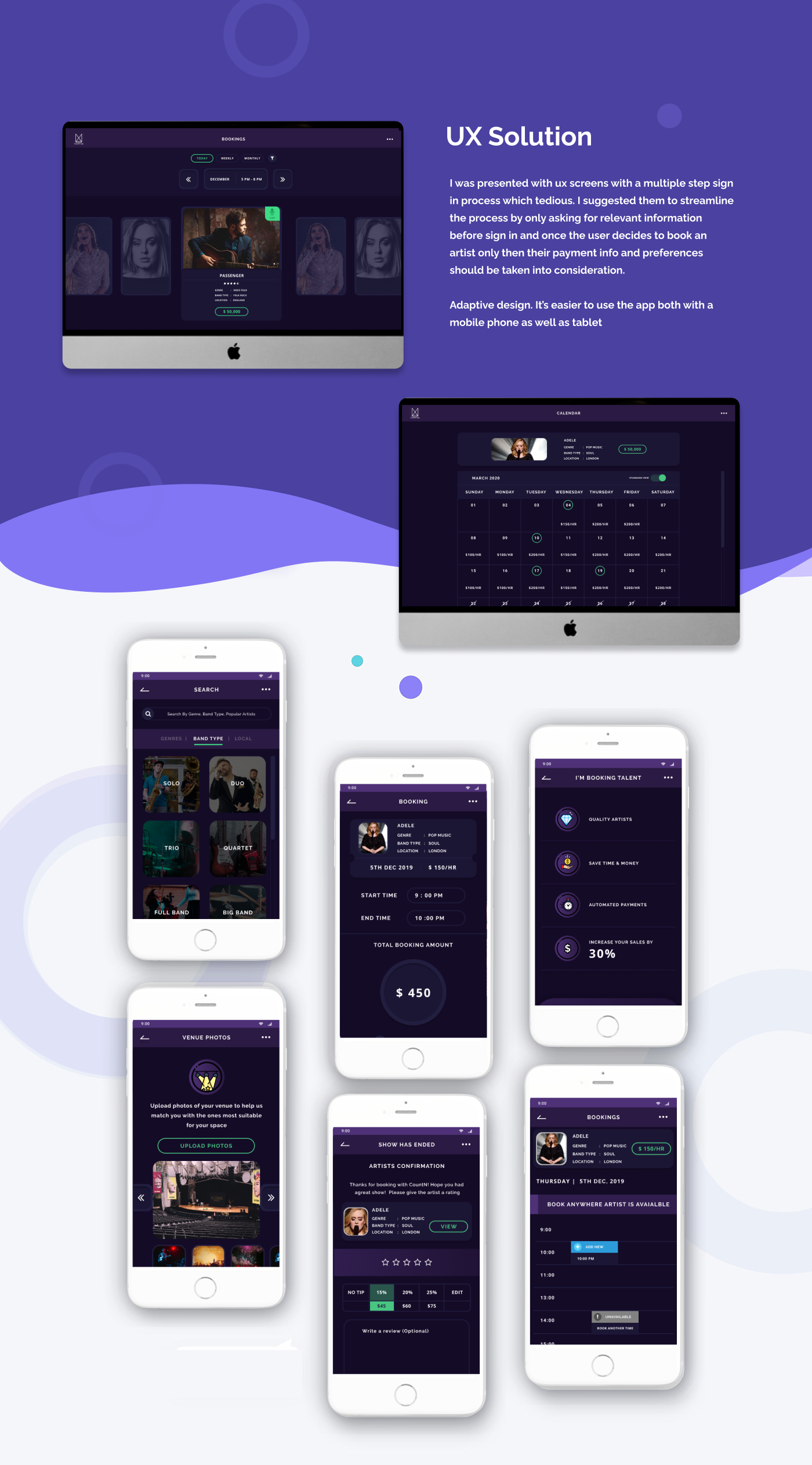 app app ui booking app design music app screens UI ux webapp Website Design