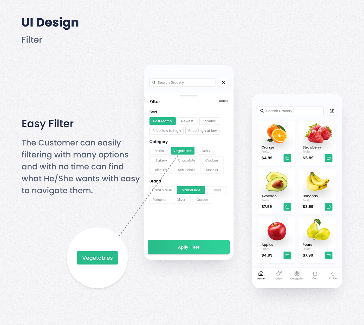 app design Figma Mobile app mobile design UI ui design UI/UX user interface ux UX design creative Grocery Grocery App