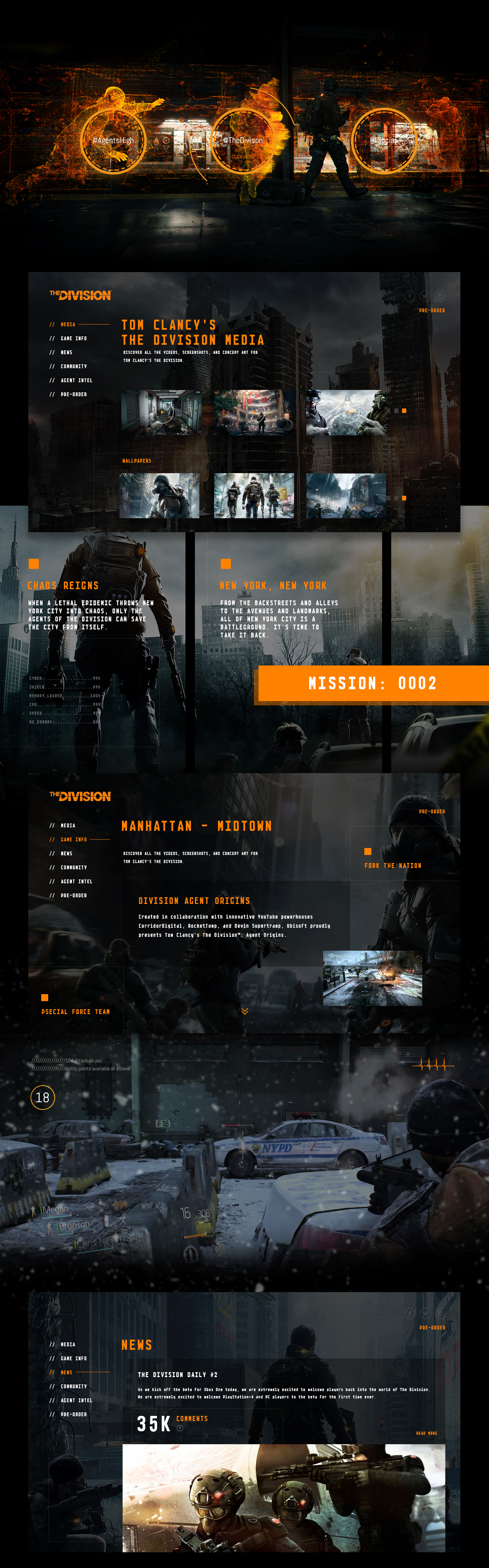 game divison playstation division Tom Clancy interactive Webdesign Layout inspire Sony ubisoft action Shooter Platform action game