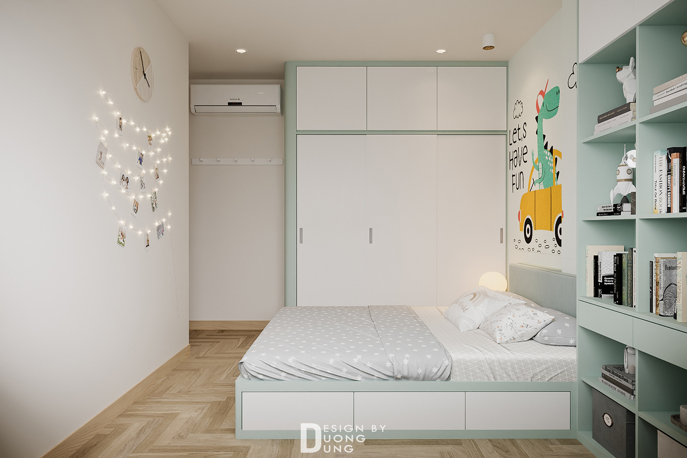 bedrrom kid room Scandinavian interior design  Interior visualization bedroom design phòng ngủ trẻ em thiết kế nội thất đẹp