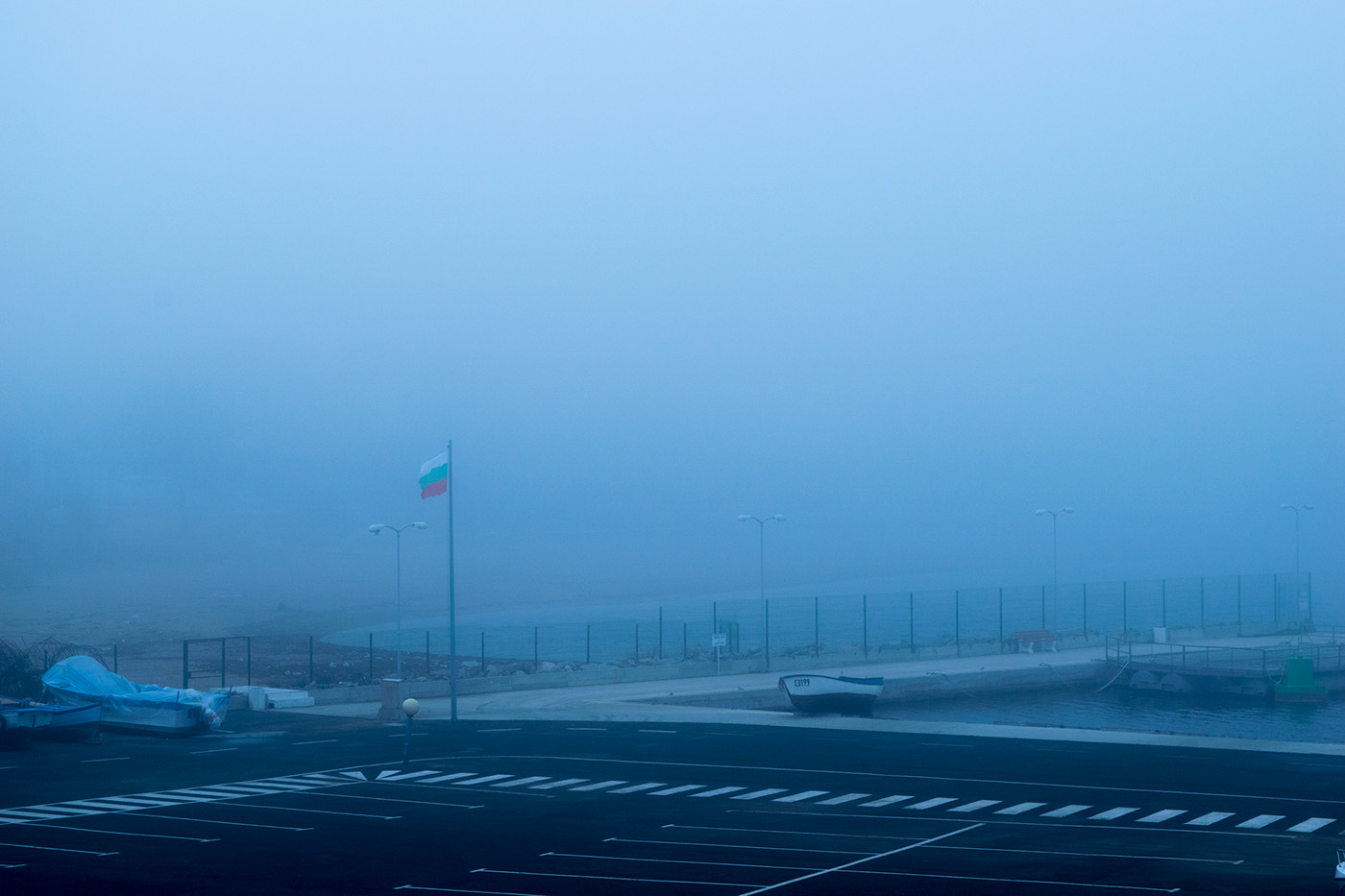 chernomorets port pier fog mist