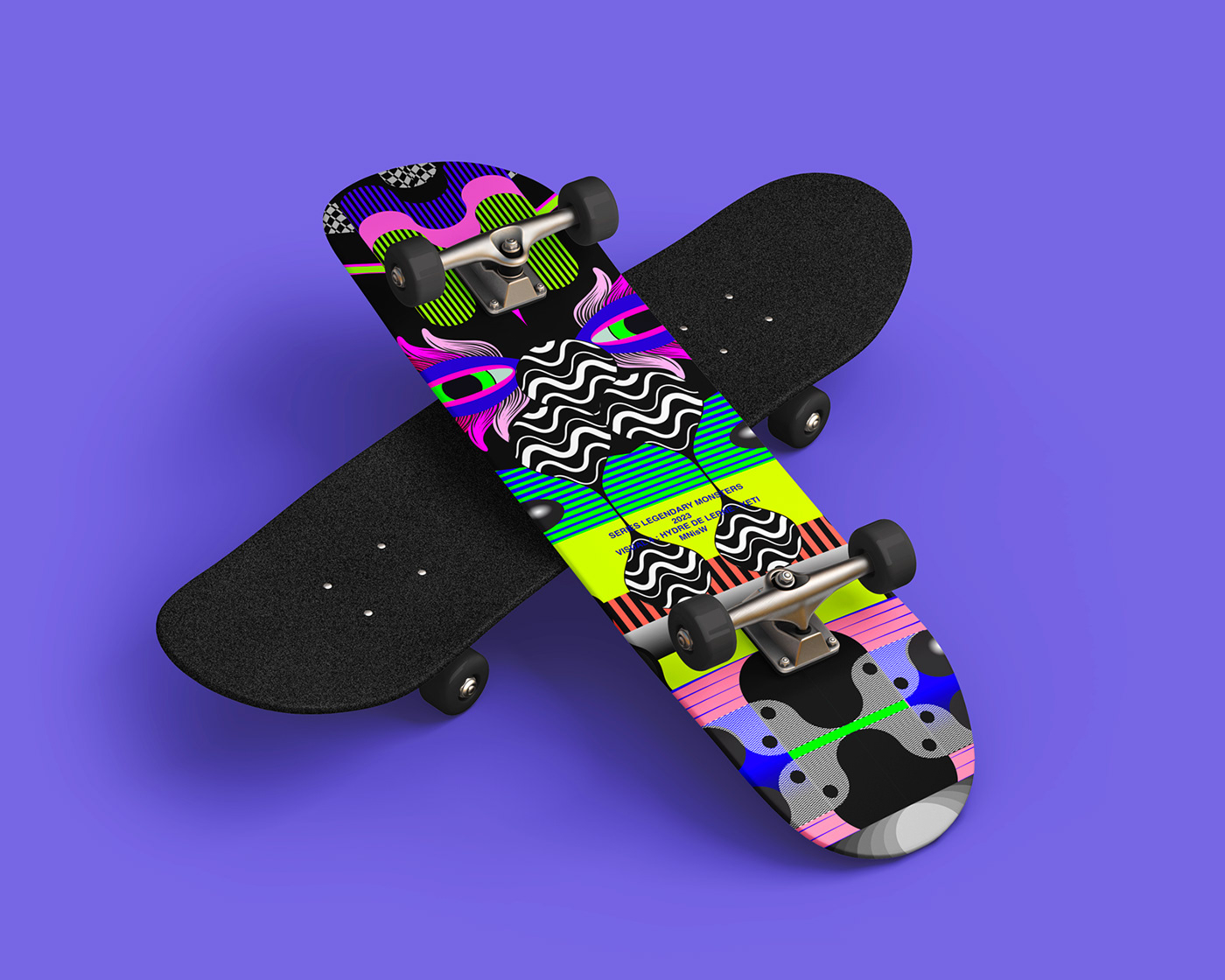 Skateboard designed with an illustration, a graphic composition created by My Name is Wendy