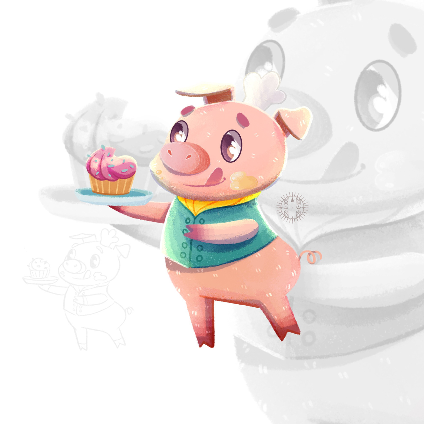 animals Character design  cartoon sketch ILLUSTRATION  children's book kids board game product design  pig