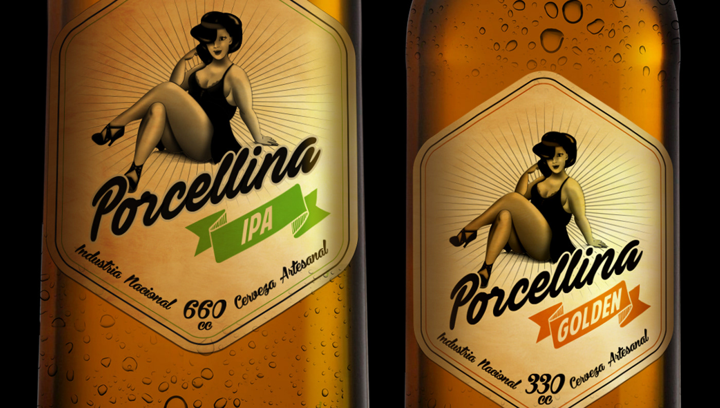 cerveza porcellina Cerveza Artesanal etiqueta cerveza Identidad de marca ilustracion