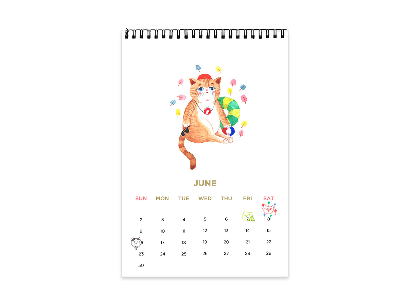 kitty Cat neko lovely cute watercolor effyzhang ILLUSTRATION  calendar series