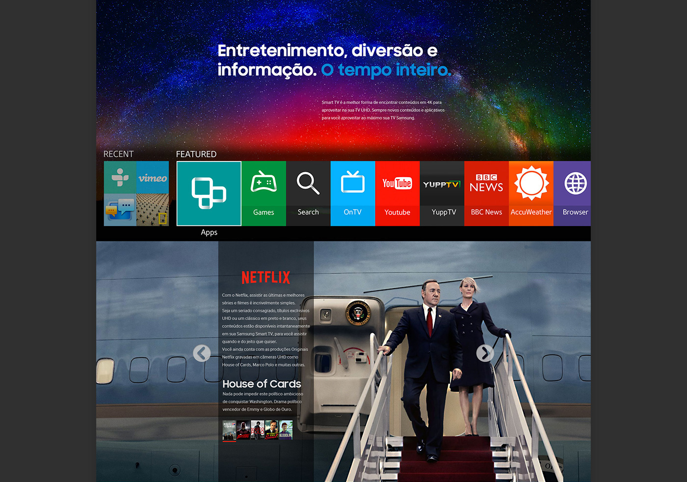 Samsung smart tv Website site UI tv design Entertainment