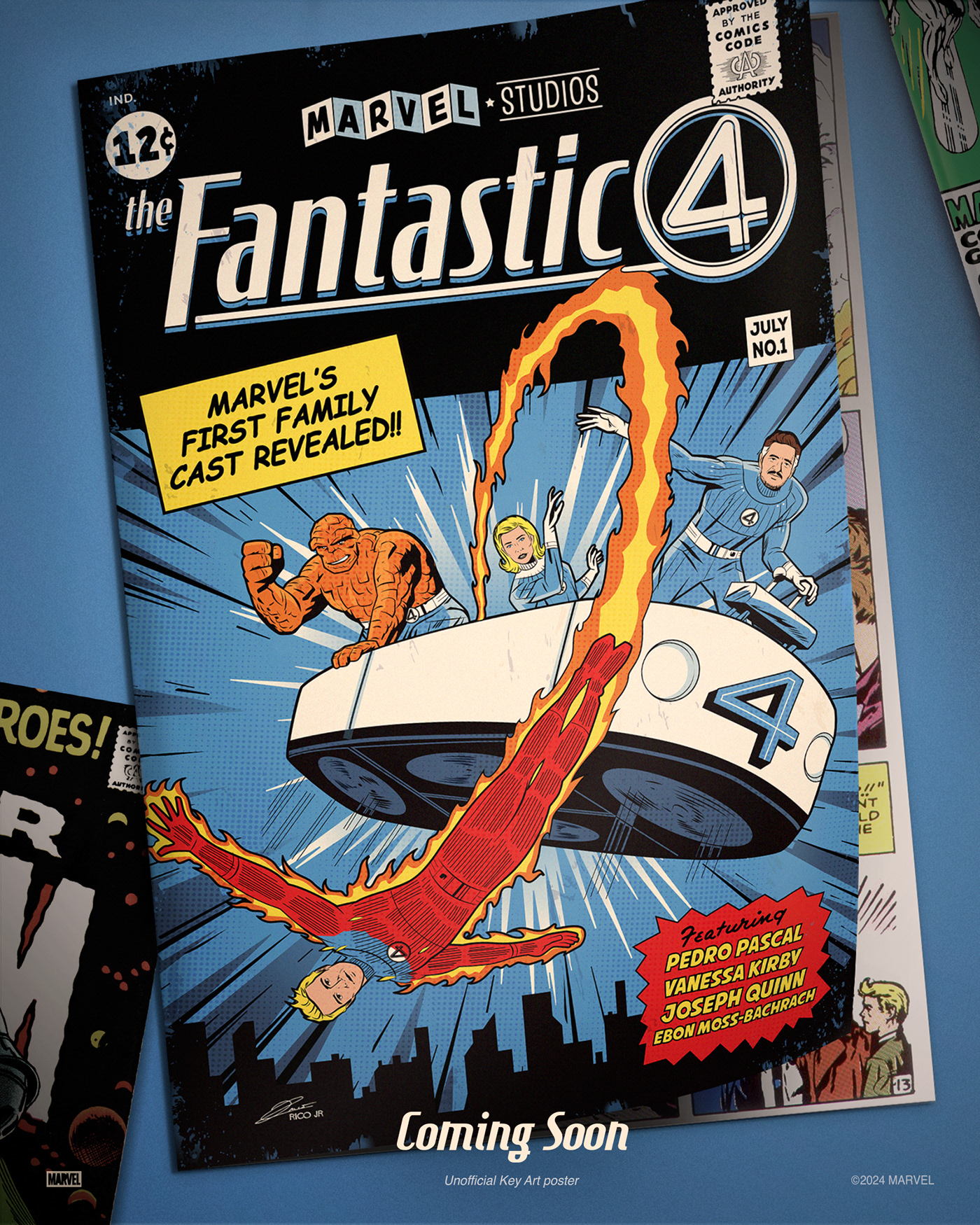 marvel Fantastic Four comics digital illustration Character design  film poster Advertising  marketing   adobe illustrator designer