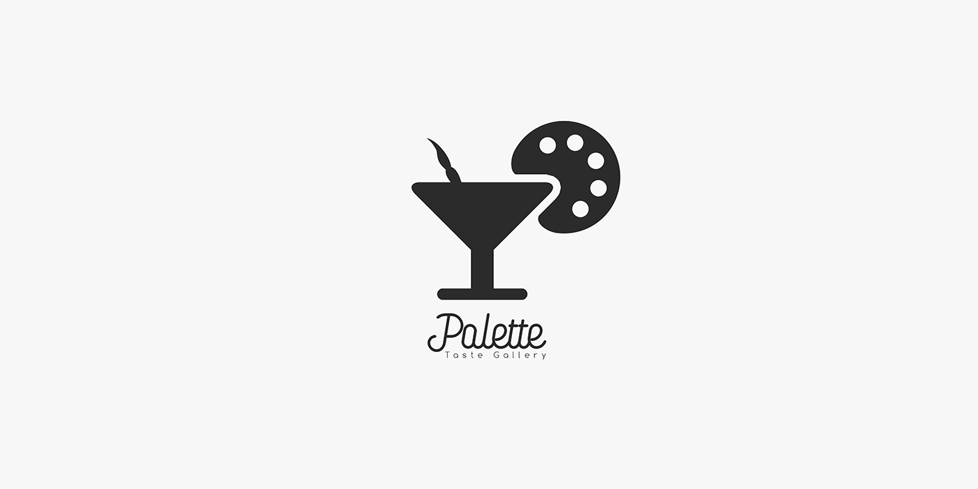 palette logo branding  creative minimal negative space art drinks cafe restaurant