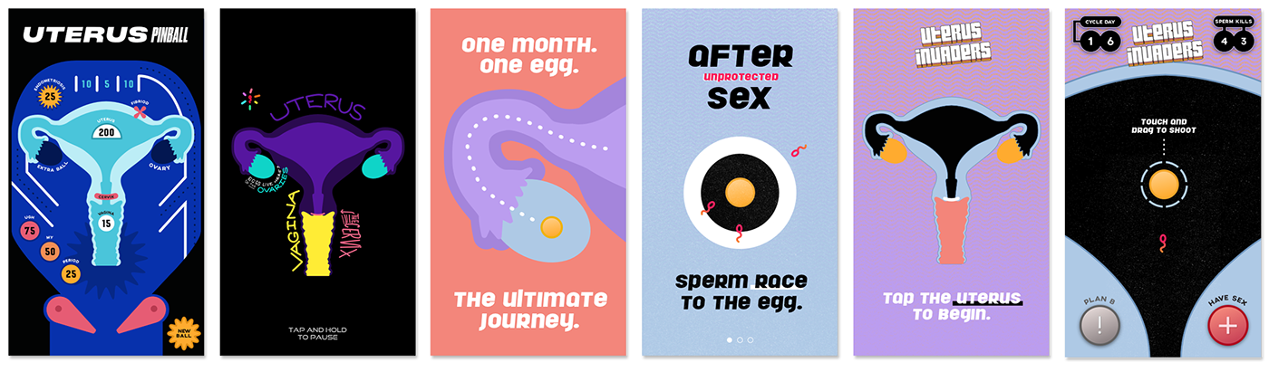 ios game design  iOS App sex education birth control UI uterus shooting game period