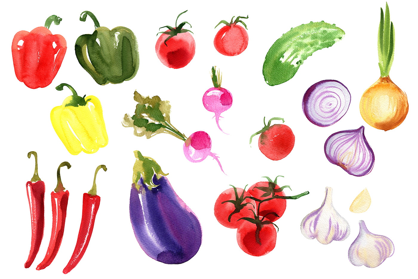Color food eco Food  fruits sketch vegetables watercolor
