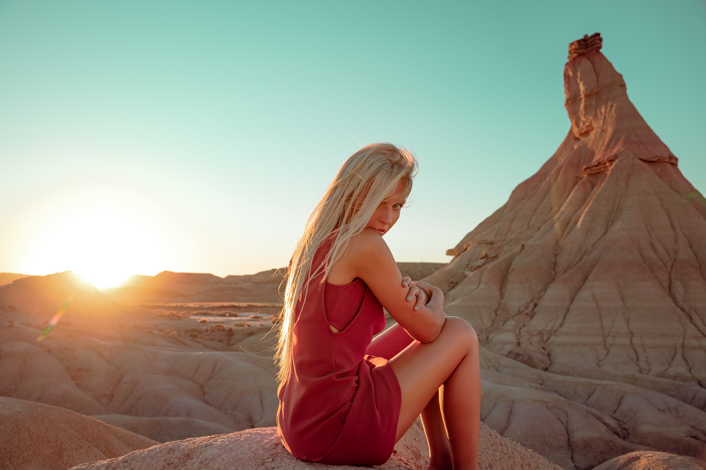 amazing place bardenas reales blonde desert girl Navarra photographer red spain Travel