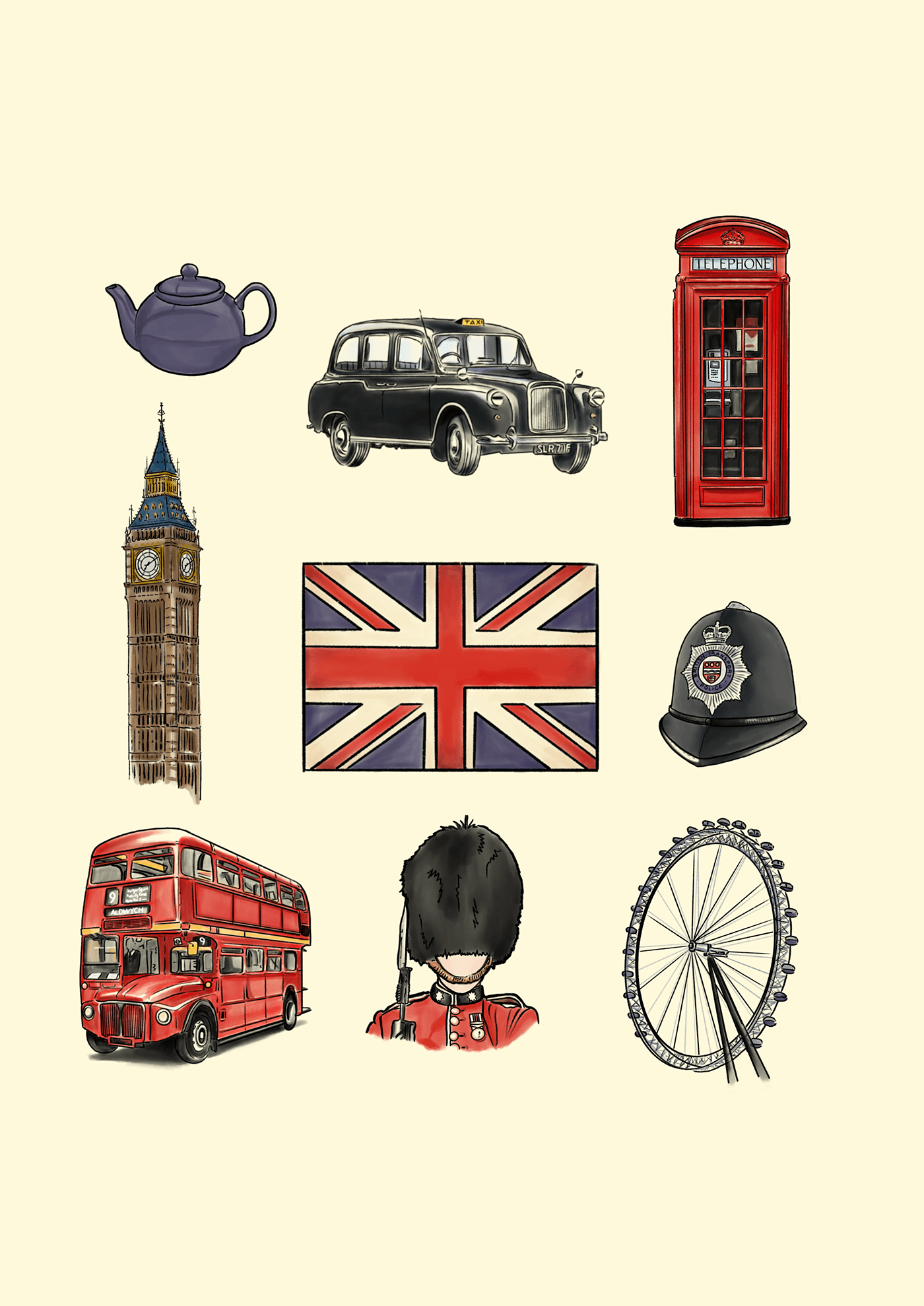 ILLUSTRATION  digital illustration London aesthetic icon design  taxi Digital Art  adobe illustrator Graphic Designer design