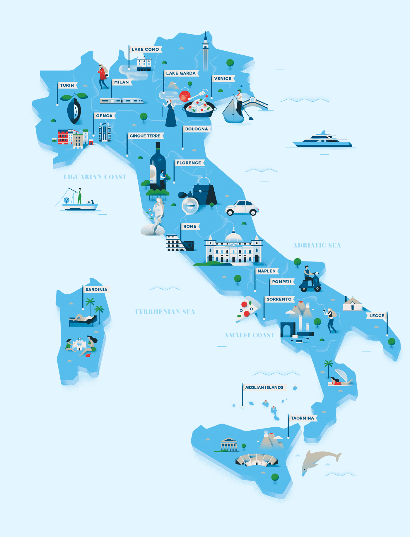 map Italy editorial Europe flat vector texture gradient city architecture