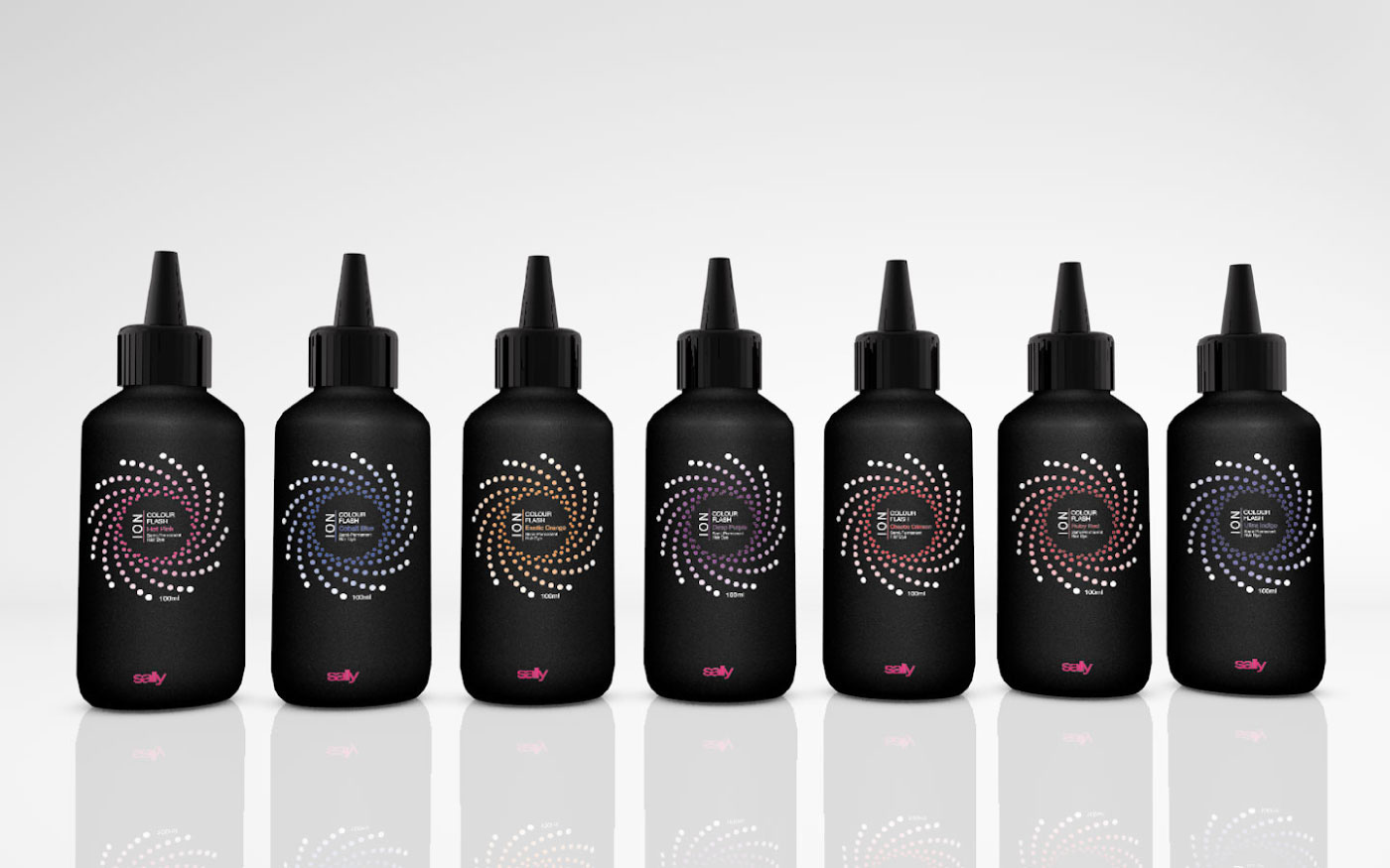 bottles beauty product design colour color Flash shampoo hair dye ION range SallyBeauty ycn cinema4d 3D