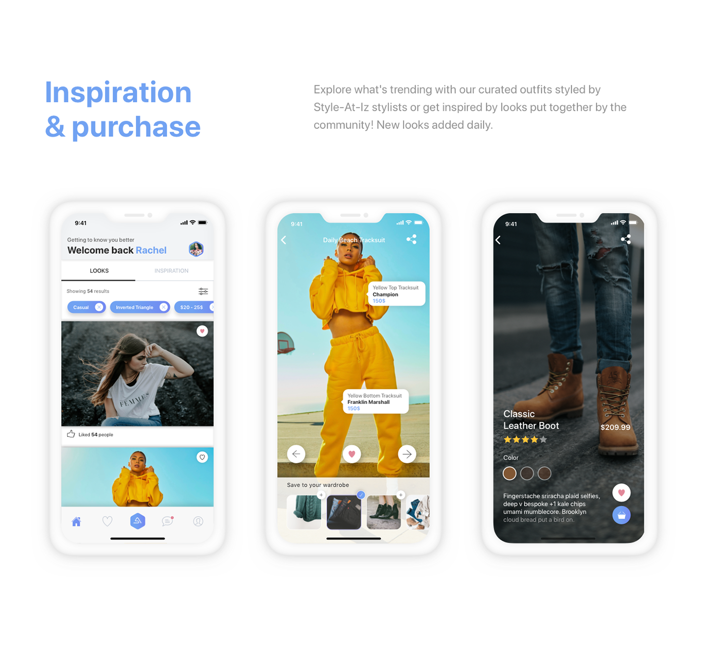Fashion  app ux UI design user experience wireframes artificial intelligence machine learning ASSISTANT