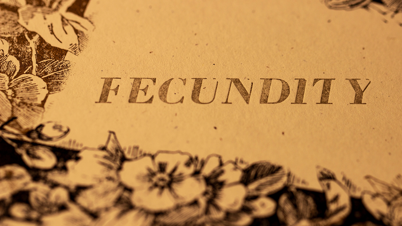 fecundity Nature grotesque letterpress typography   stamps gold printmaking ink beauty