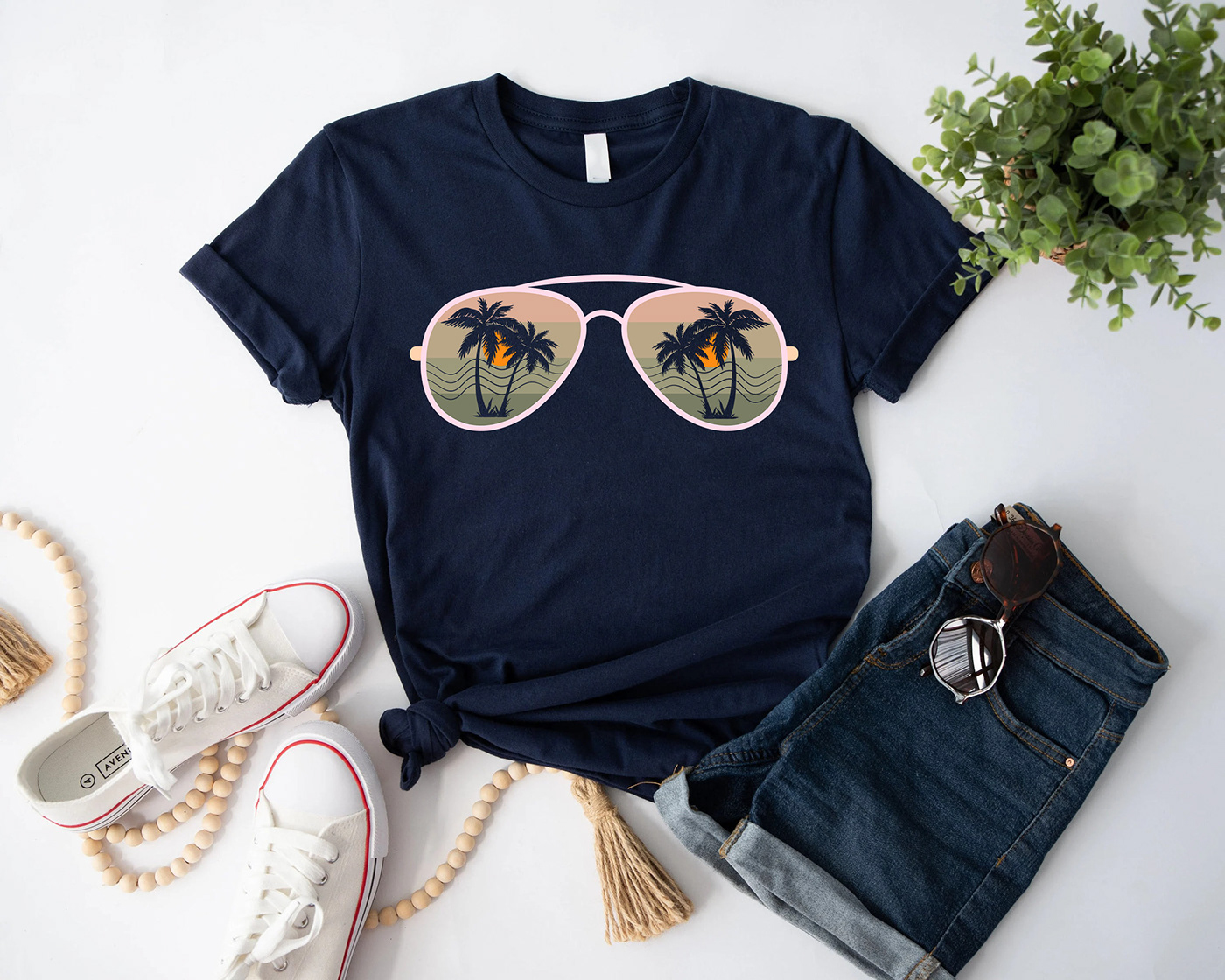 Summer T-shirt design beach sea Nature Umbrella woman Sun Sunglasses summertime watermallon