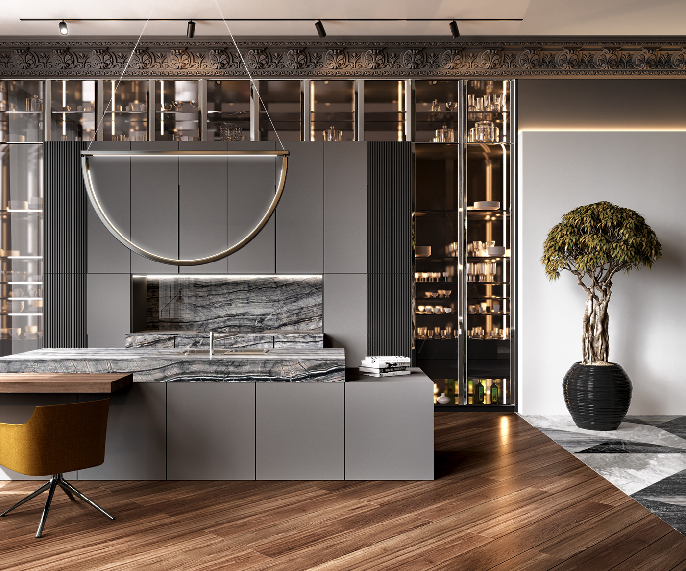 interior design  architecture visualization luxury materials Villa Double Height contemporary