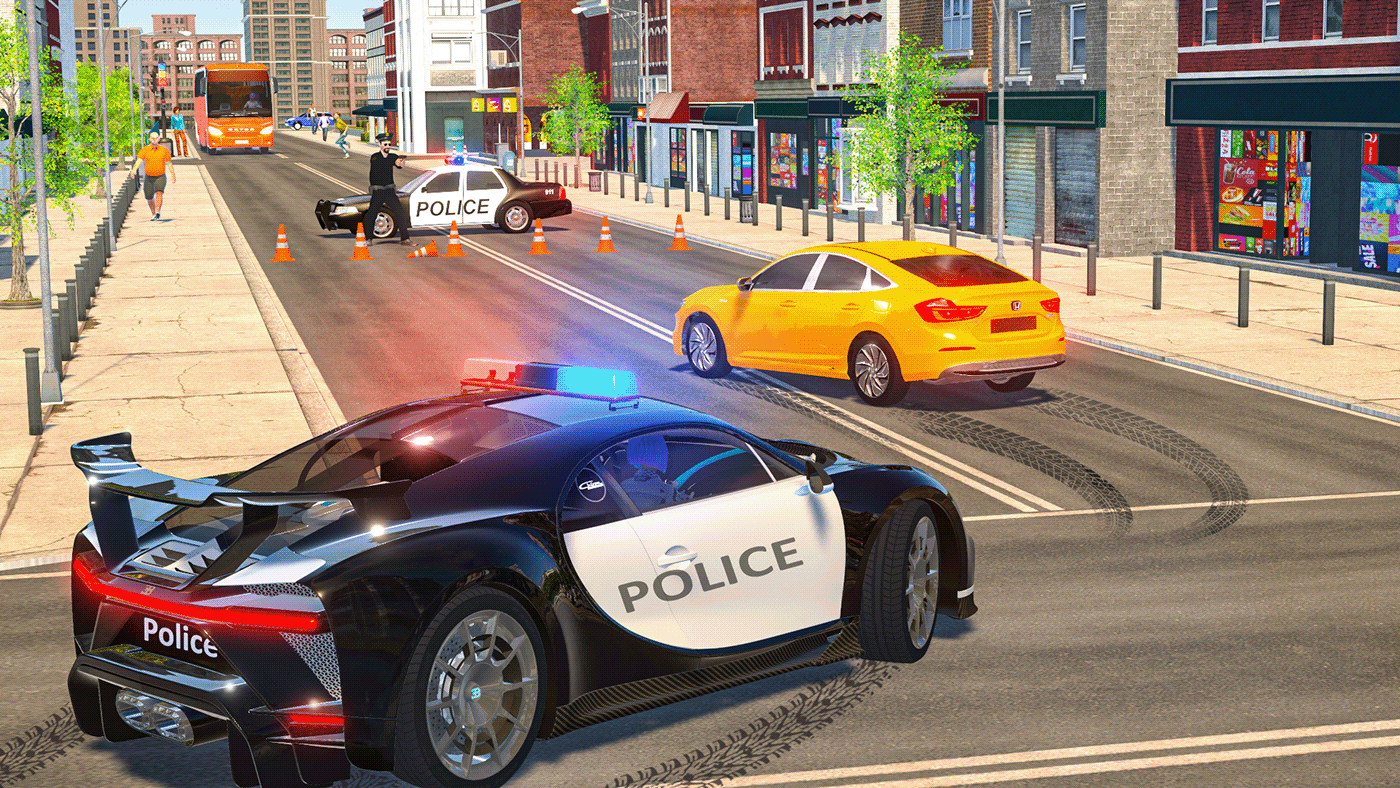police chase UI/UX UX design game ss Environment design Game simulator police car game ss unity render