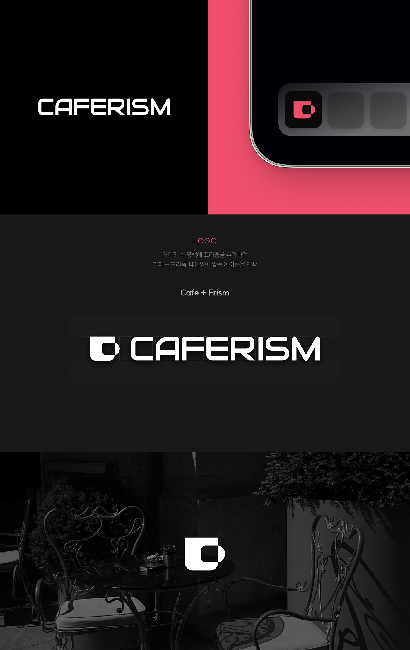 UI/UX #cafe  Mobile app Figma #10TH LAB VOID EXHIBITION #ar #AR Information #CAFERISM #pink #Search Service