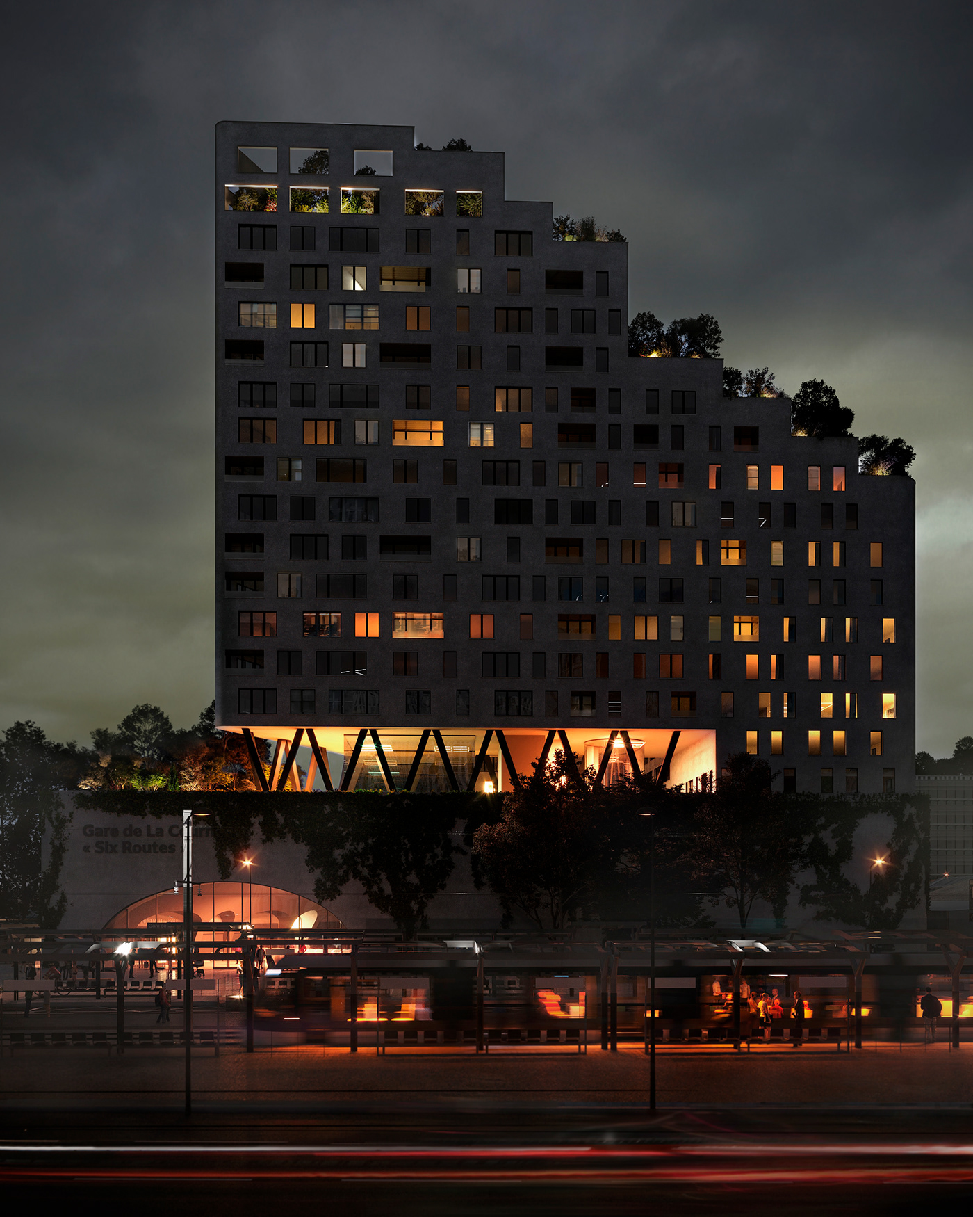 architectural architecture archviz CGI CoronaRender  exterior metro metrostation Render residential
