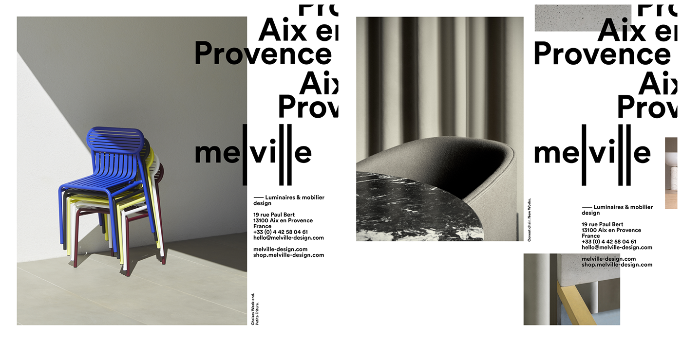 Melville design Logotype Scénographie Aix en Provence mobilier luminaire scandinave