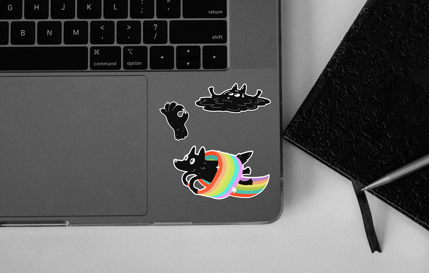 animal black Character design  cute ILLUSTRATION  sticker pack stickers Telegram vector wolf