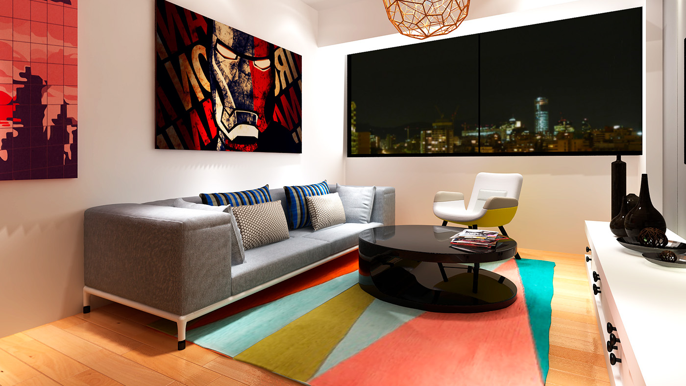 architecture design interior design industrial 3D vray photoshop peru lima apartment