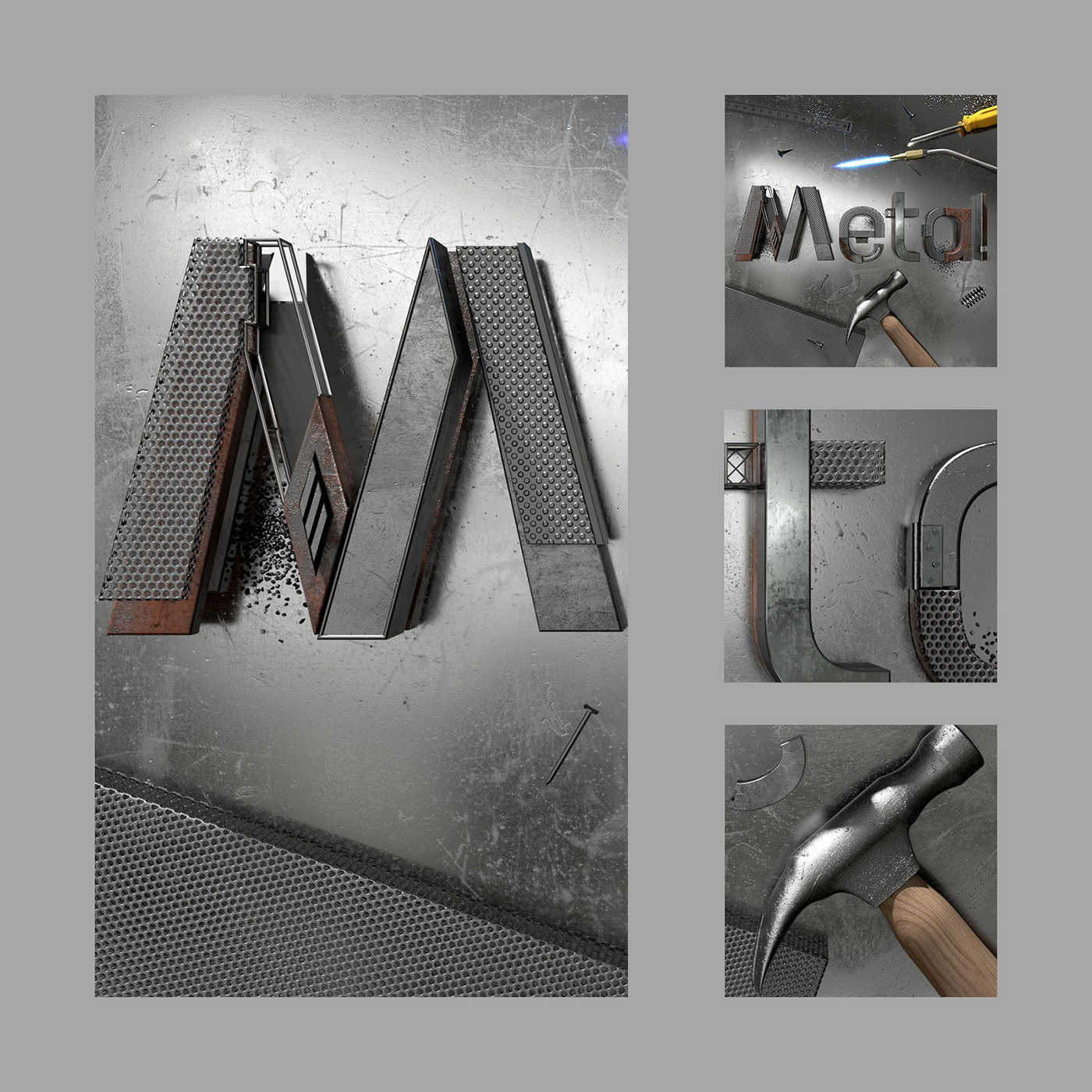 type metal Design Graphic ILLUSTRATION  CGI 3D