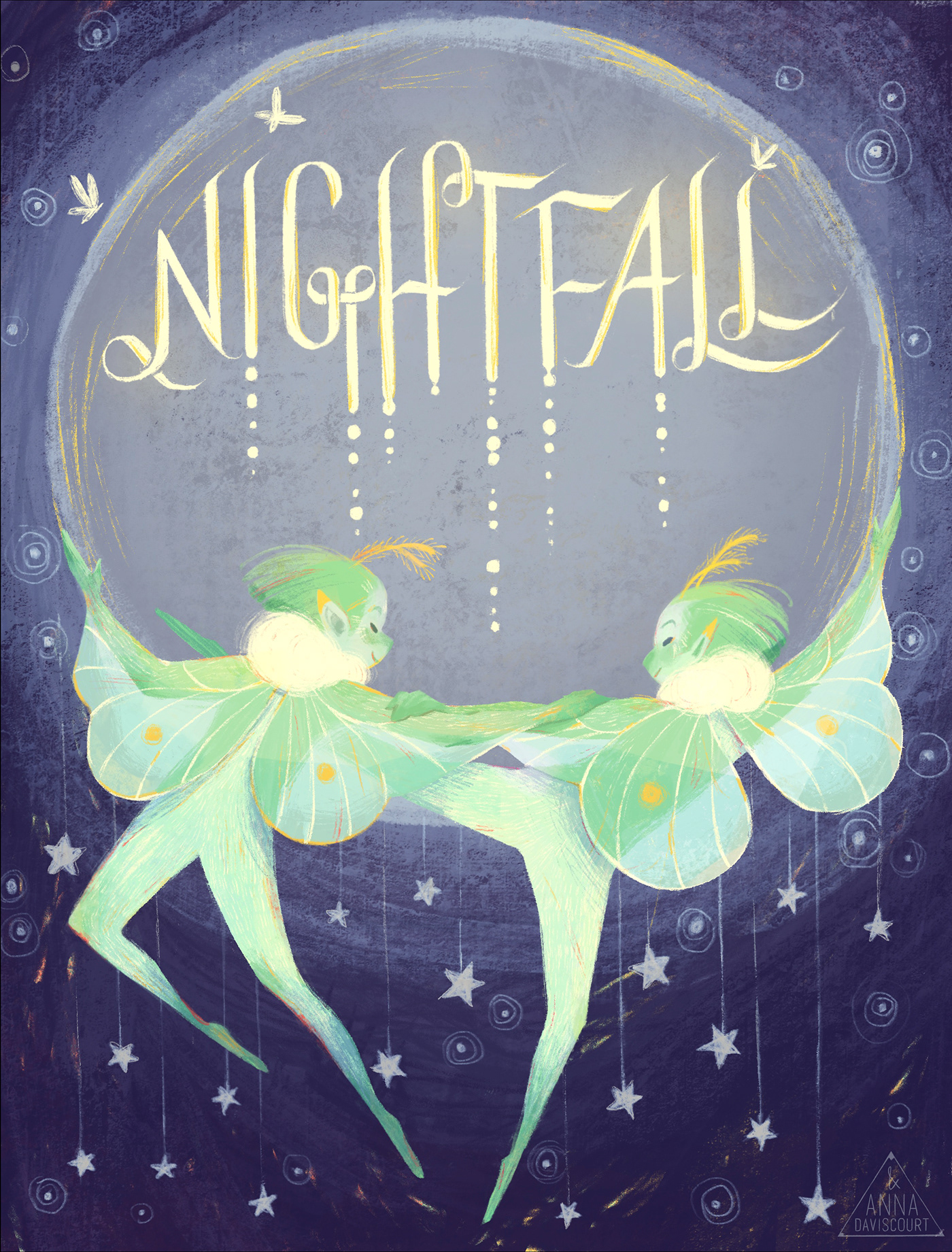 art blue book cover digital glow Magic   moth nightfall whimsical