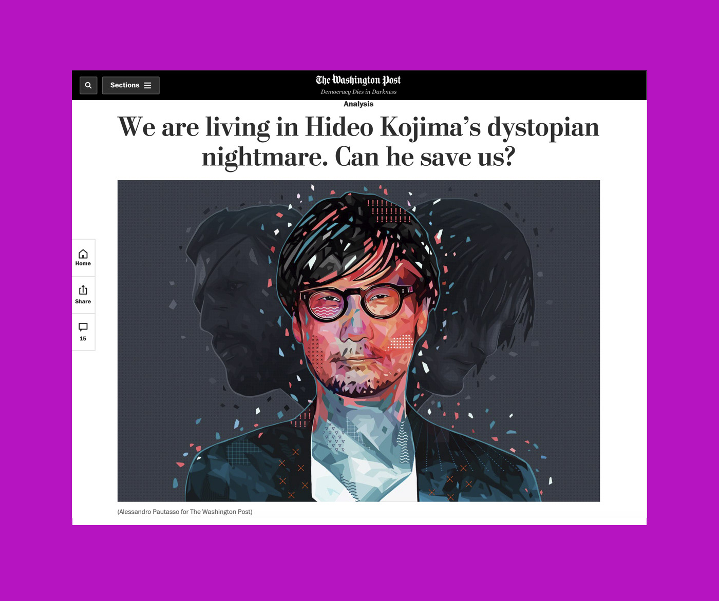 Alessandro pautasso Editorial Illustration kaneda99 New York Times Washington Post disney gioconda Hideo Kojima Patrick Mahomes politico