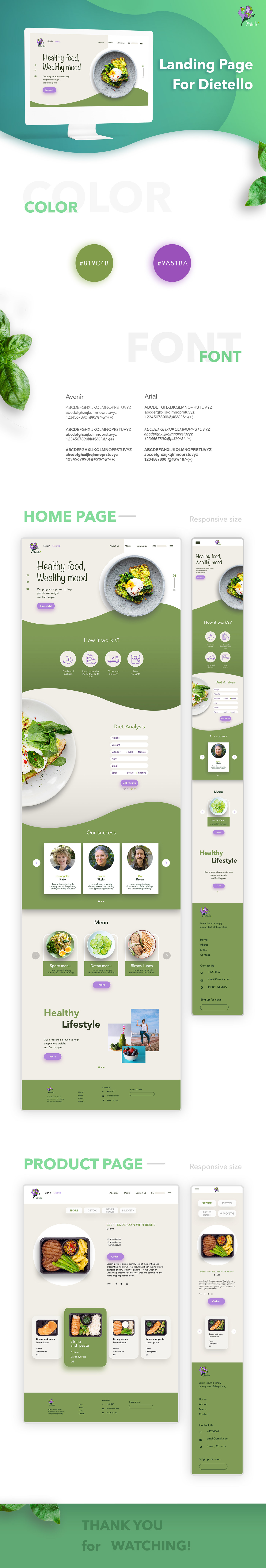 landing page ux/ui Website Responsive Product Page main page Food 