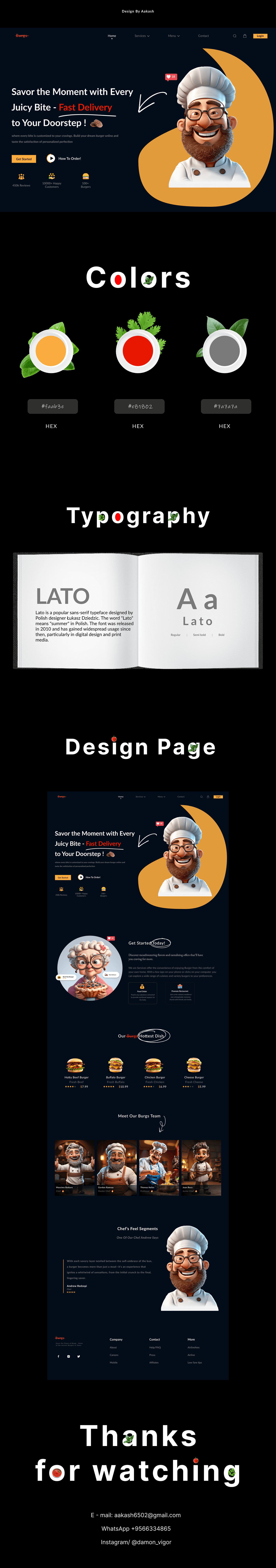 burger landing page Web Design  Hero UI/UX restaurant Food  Social media post