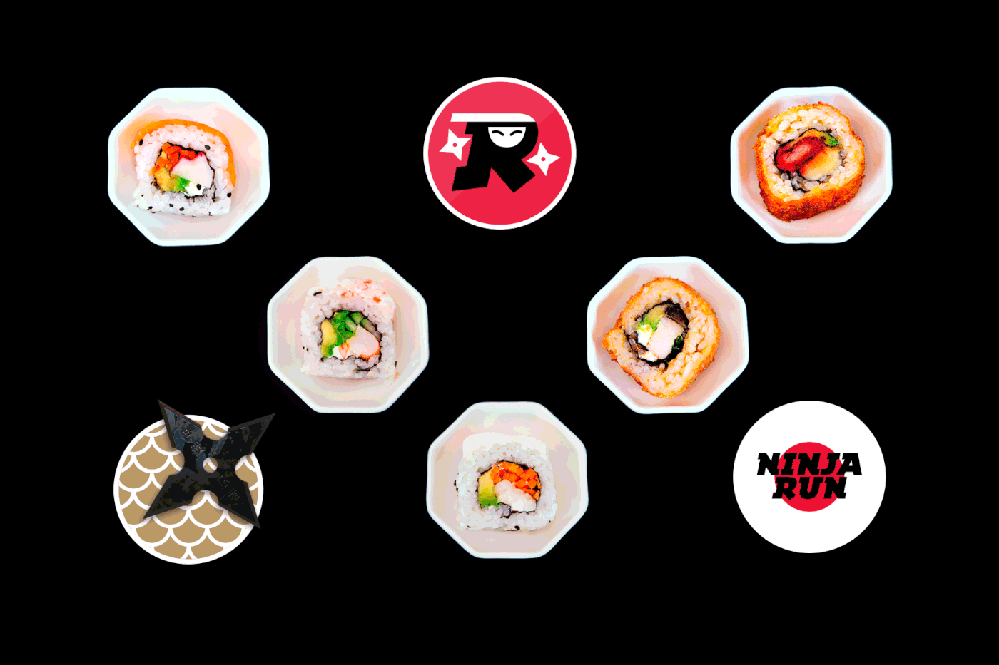 ninja Sushi neon japan Food  branding  huracan