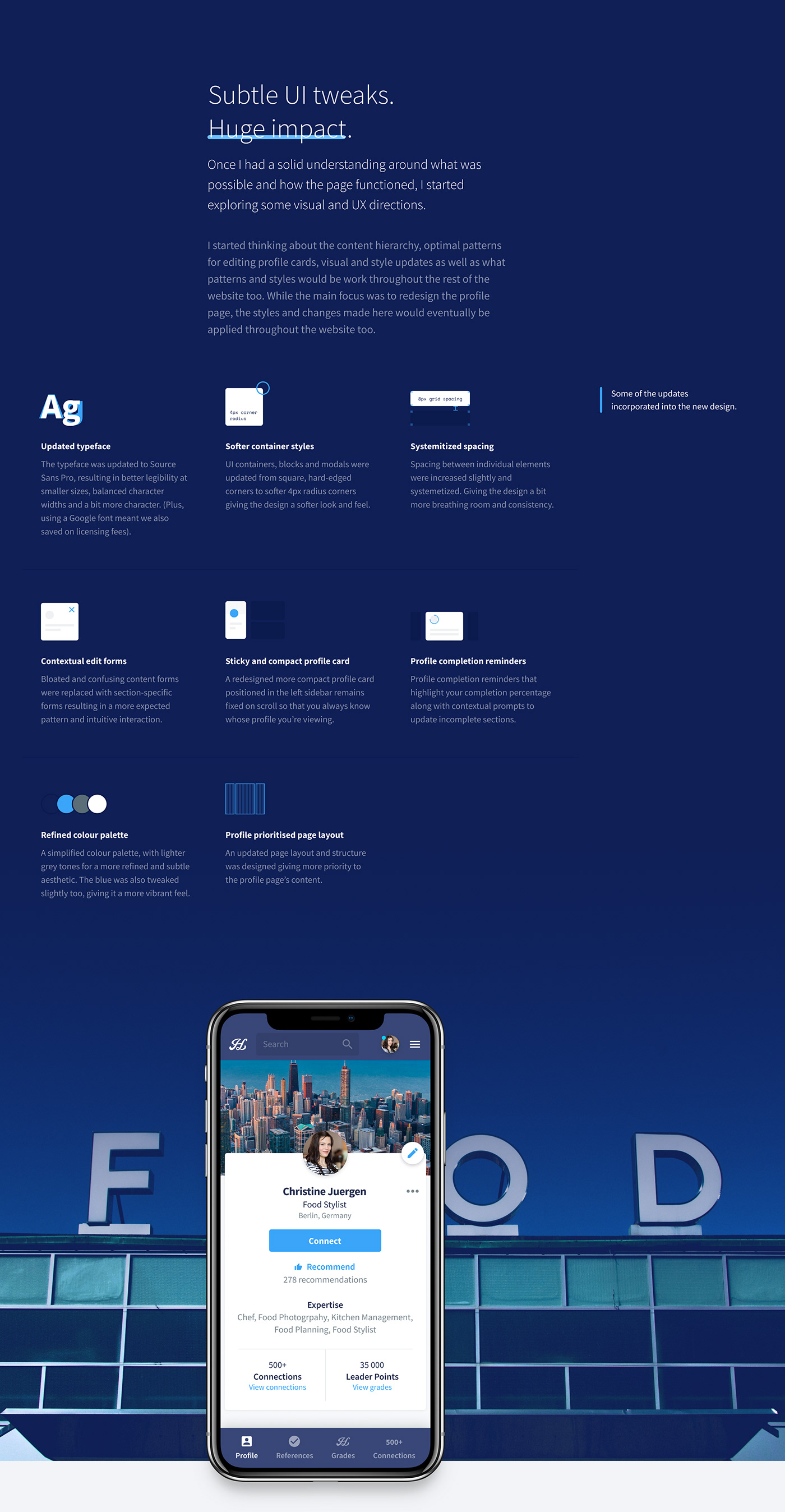 Website Profile Page mobile Responsive UI clean Hospitality ui design UX design visual design
