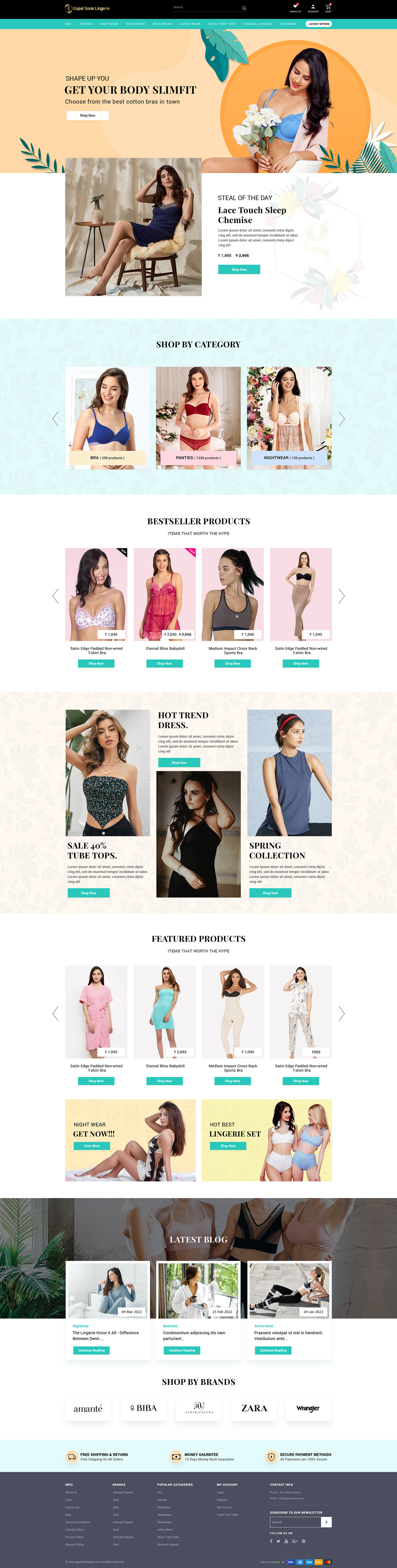 Clothing ux/ui design womenswear fashion design 2023 design photoshop designer Online Garment Store women inner wear