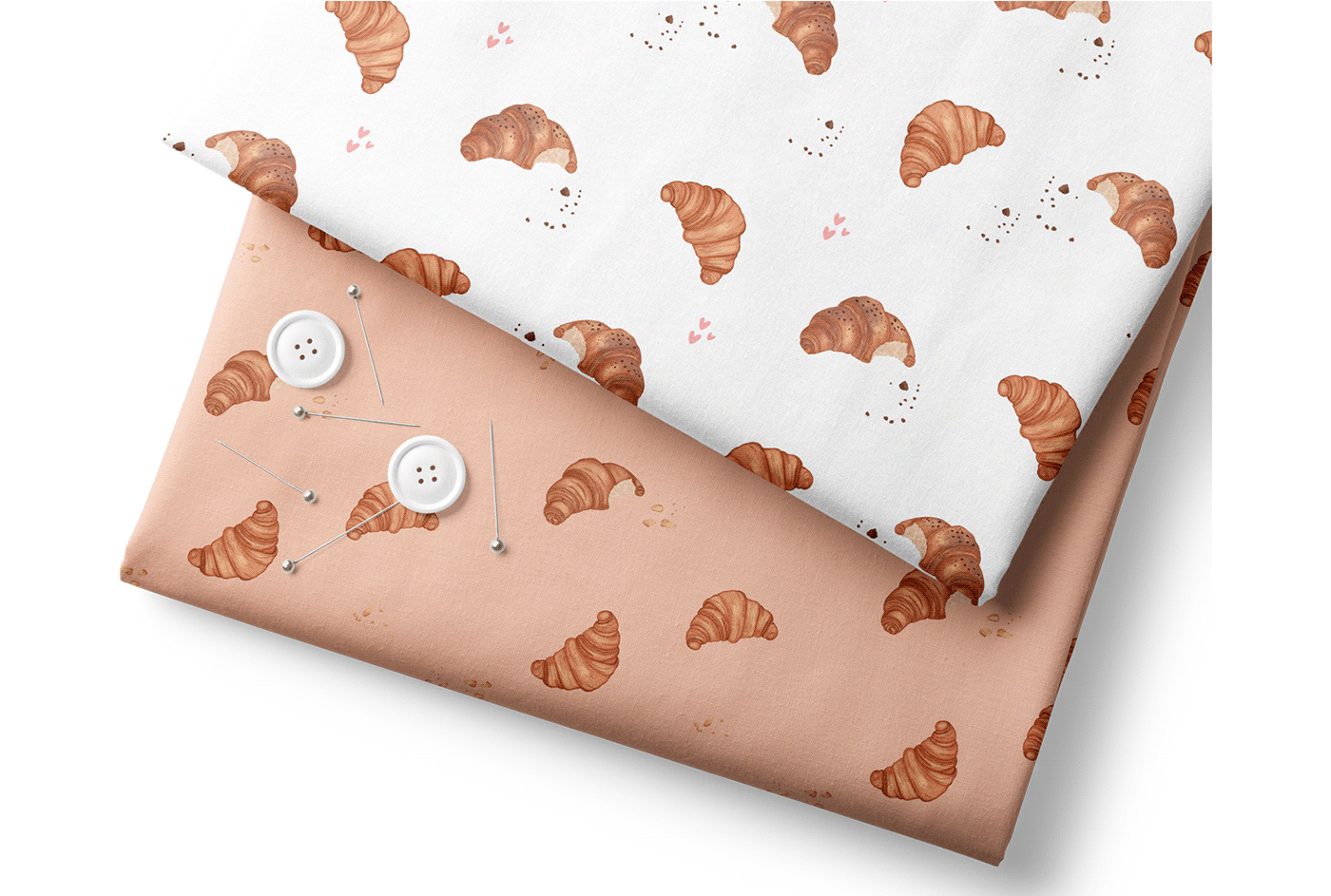 Croissant seamless pattern on fabrics